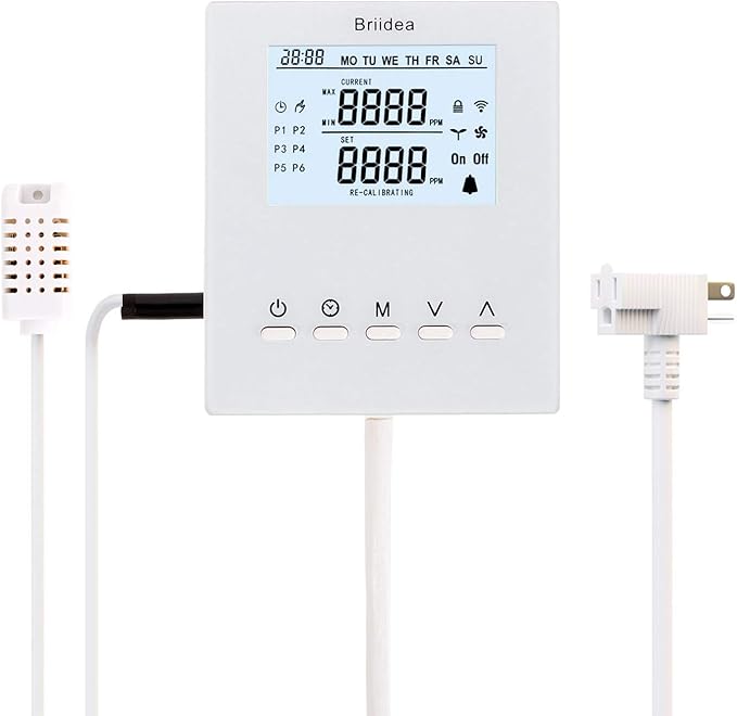 Briidea CO2 Controller and Monitor Day and Night Programmable CO2 Controller with Remote Sensor for Greenhouses