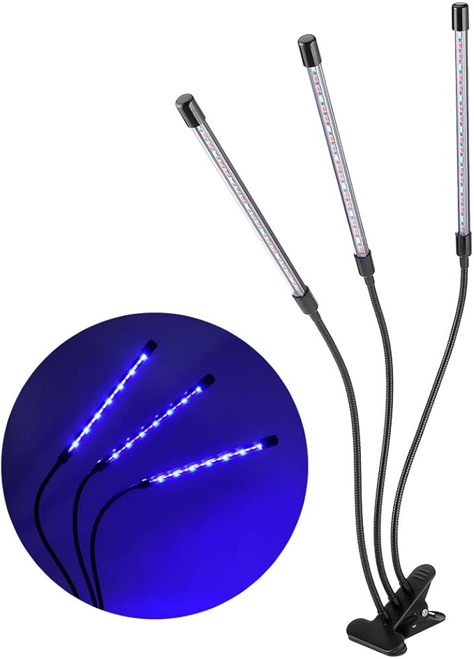 YWBL-WH 30W USB 3 Tubes Flexible LED Grow Light Full Spectrum Growing Lamp Adjustable Three-Head Indoor Light for Plants and Flowers with Flexible Gooseneck
