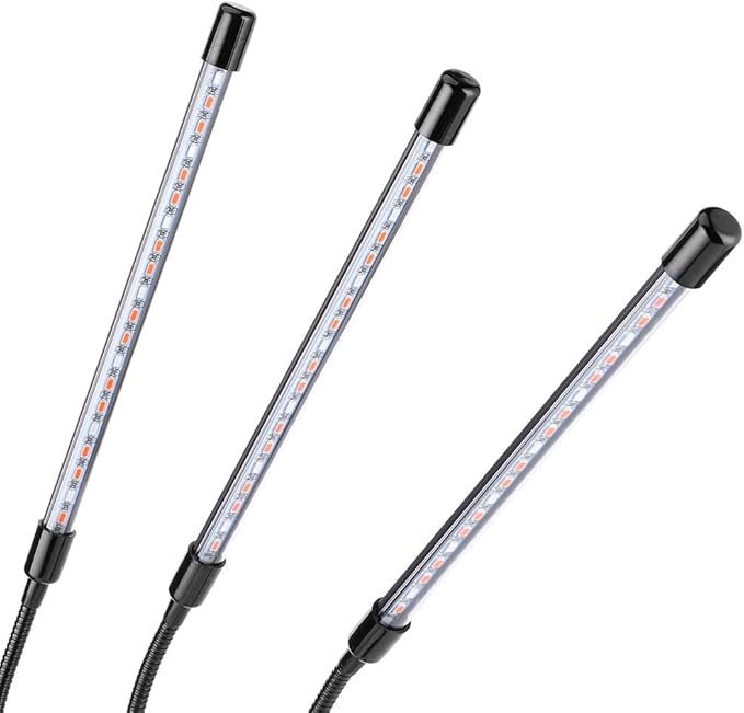 YWBL-WH 30W USB 3 Tubes Flexible LED Grow Light Full Spectrum Growing Lamp Adjustable Three-Head Indoor Light for Plants and Flowers with Flexible Gooseneck