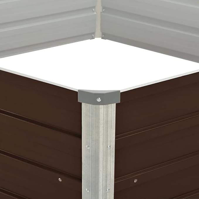 Raised Garden Bed Galvanized Planter Box OutdoorOutdoor Galvanized Planter BoxesMetal Garden Box for Gardening Vegetables Flowers Brown 50.8x50.8x18.1 Galvanized Steel