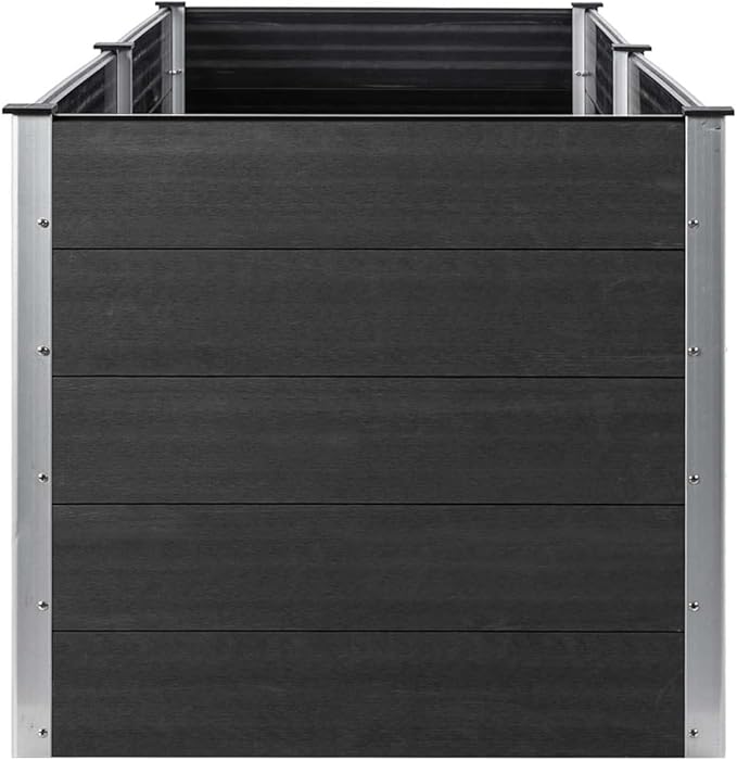 Large Grey Wood Plastic Composite Raised Garden Bed Rectangular Outdoor Planter Box for Patio Balcony Durable Gardening Solution
