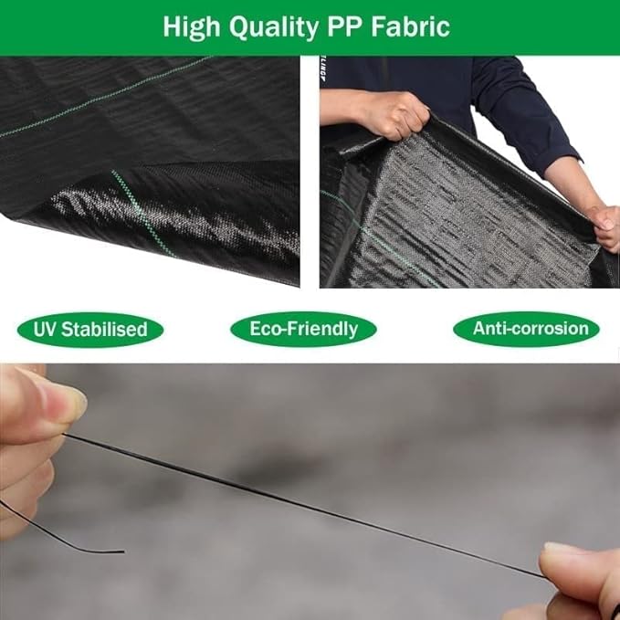 Heavy Duty Weed Barrier Fabric - U-V Stabilized Black Woven Ground Cover for Garden and Landscape1pcs(0.4mx50m)