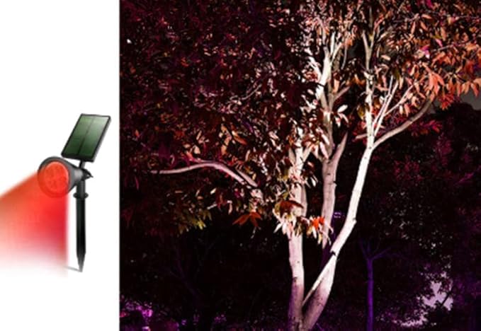 Solar Spotlights 4LED Solar Landscape Spotlights Solar Landscape Lights Waterproof 2-in-1 Multi Use Outdoor Wall Lights (Red)