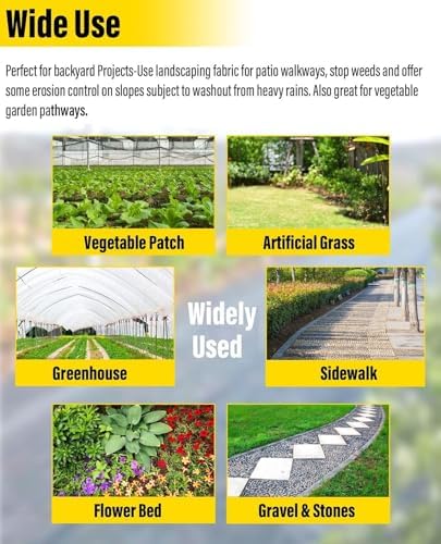 Heavy Duty 2ft Wide Weed Barrier Fabric - Weed Control Mat for Vegetable Gardens Trees &amp Landscape (0.6mx10m/2ftx33ft) - Effective Garden Protection