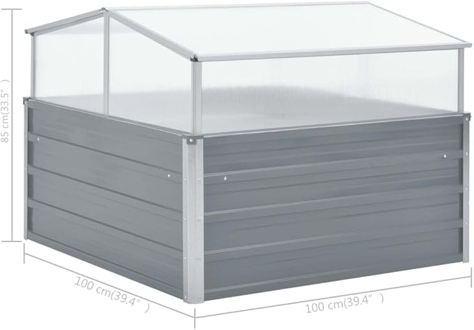 Garden Raised Bed with Greenhouse Outdoor Planting Boxes Suitable for Indoor and Outdoor Flowers and Plants 39.4x39.4x33.5 Gray