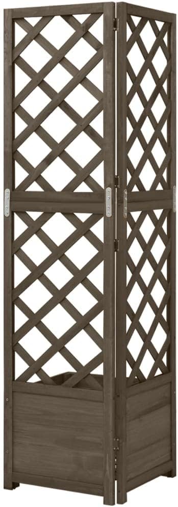 Decorative Garden Raised Bed Vegetable Planting pots Corner Trellis Planter Gray 15.7x15.7x59 Solid Fir Wood for Growing Outdoor Plants Vegetables