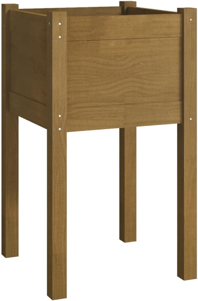 Garden PlanterGardening PlantersPatio Raised BedsBackyard Raised BedsRaised Flower BedsGarden DecorationPlanter Boxesfor DecksPatiosBalconiesHoney Brown 15.7x15.7x27.6 Solid Wood Pine