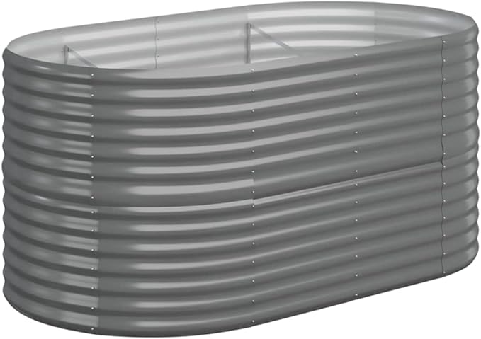 Garden Raised Bed Powder-Coated Steel 59.8x31.5x26.8 Gray Funny Plant Pots Pots for Plants Large Planters for Outdoor Plants Garden Pots for Plants Outdoor Gardening Porch