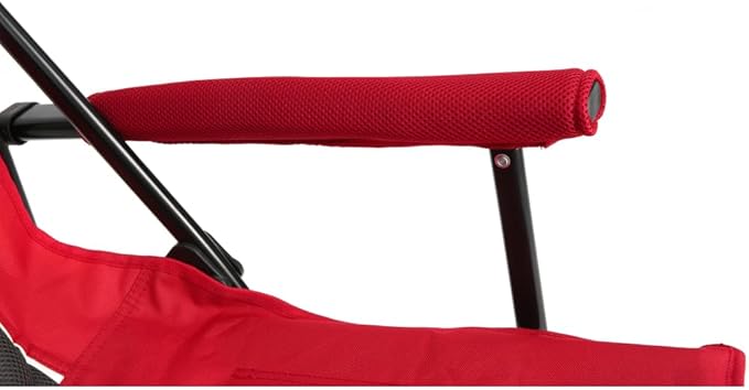 High Back Heavy Duty Lawn Chair Support 250LBS Portable Collapsible Chair with Cup Holder (Red + Steel)