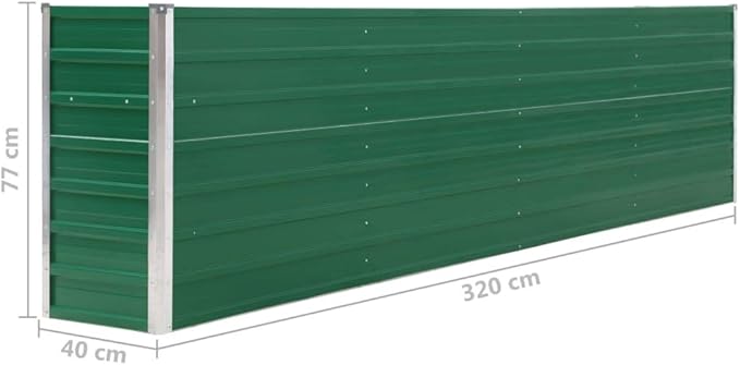 YAFF Raised Garden Bed 126x15.7x30.3 Galvanized Steel Green (35.156lbs)