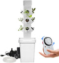 Hydroponics Growing System 24 Pods Vertical Hydroponics Tower Smart Garden Planter Germination Kit Aeroponics Growing Kit with Hydrating Pump Adapter Net Pots T