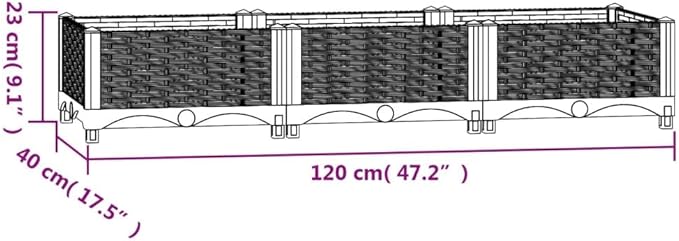 YAFF Raised Bed 47.2x15.7x9.1 Polypropylene (10.296lbs)