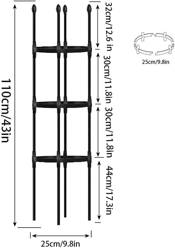 RADAAB Garden TrellisStainless Steel Trellis for Climbing Plants110cm140cm170cmTall Plant Support ClimbingPerfect for Tomatoes Vines and More 1-Pack (Size : 9.8/25cm Dia. x 43/110cm H)
