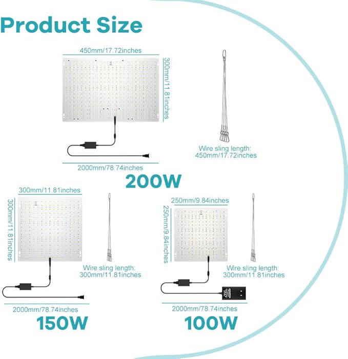 2PCS 800W LED Planting Grow Lamps 360LEDs Full Spectrum Indoor Planting Succulent Supplement Vegetable Seedling Flower Growth US Plug Hook-Mounted Design 2835 Chips Sunlike Mimic Photosynthesis Lights