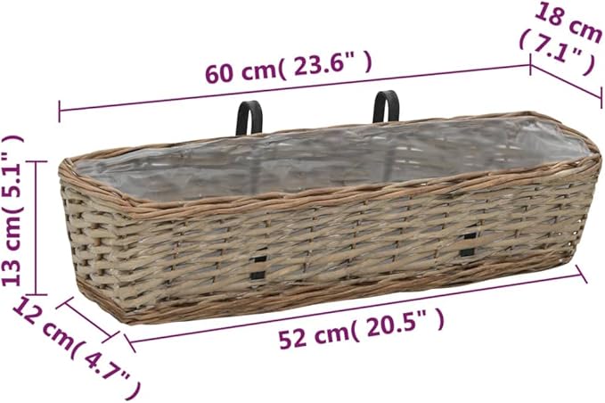 Decorative Garden Raised Bed Vegetable Planting pots Balcony Planter 2 pcs Wicker with PE Lining 23.6 for Growing Outdoor Plants Vegetables