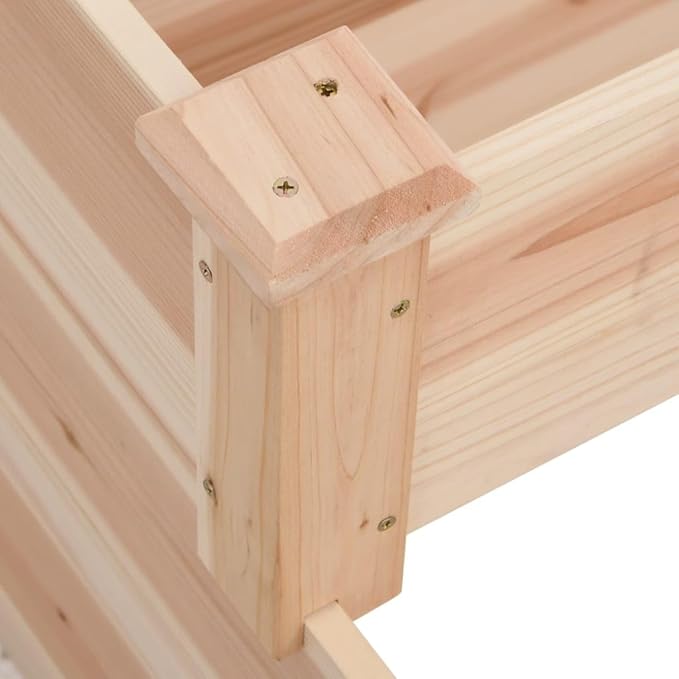Garden Raised Bed Natural Solid Fir Wood Planter Box 47.2x47.2x22.0 inch Square Outdoor Planter for Vegetables Flowers Herbs