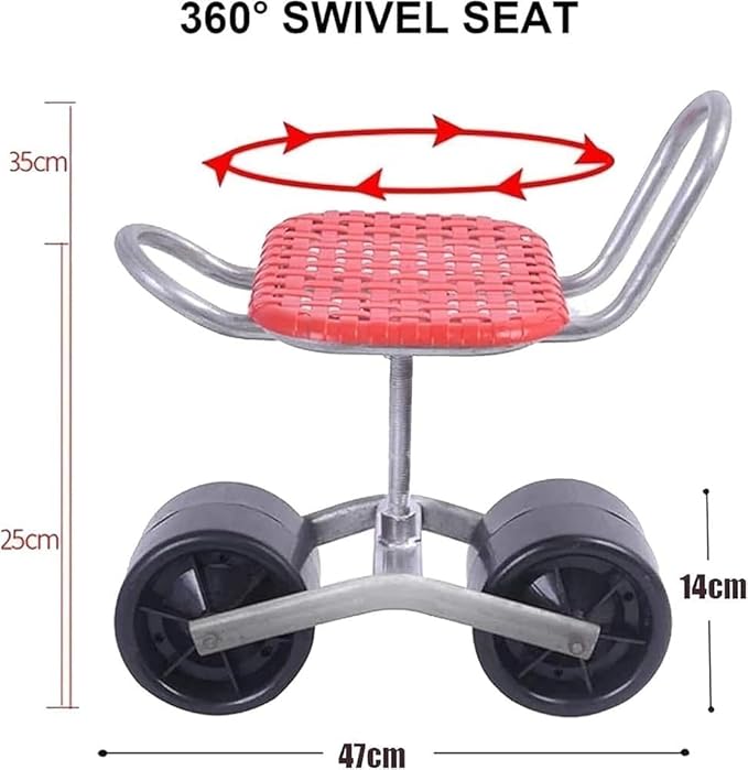 360°Rotating Gardening Seat On Wheels Garden Chair On Wheels Adjustable Rolling Garden Cart with Seat Aid Home &amp Garden Cart with Wheels for Gardener Planting