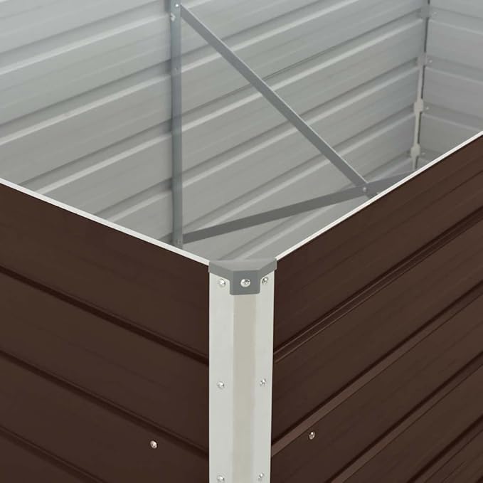 63x63x17.7 Brown Galvanized Steel Raised Garden Bed Easy Assembly Rectangular Planter for Patio Yard
