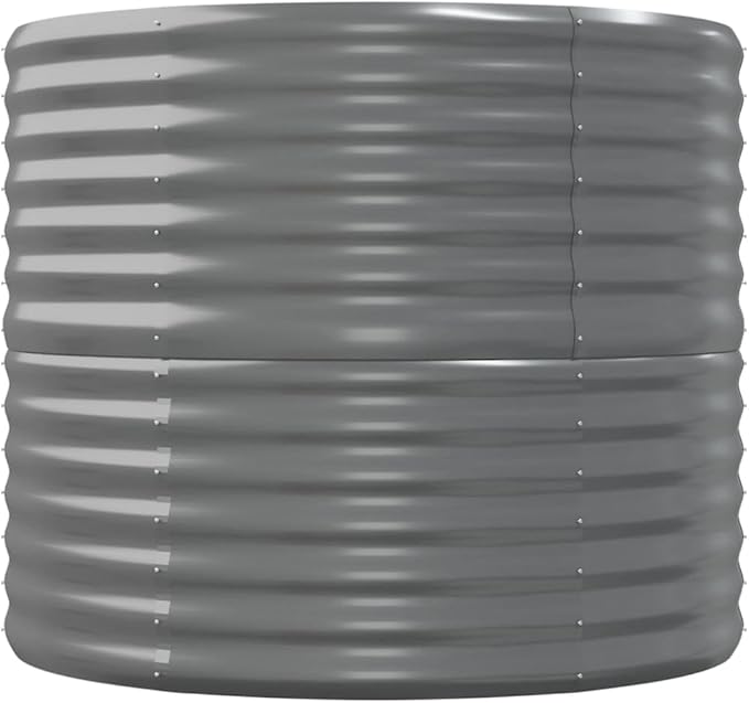 Large Oval 59.8 x 31.5 x 26.8 in Grey Powder-Coated Steel Raised Garden Bed Outdoor Planter Box Durable for Flowers Vegetables on Patio Terrace