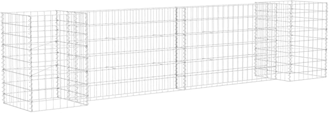 H-Shaped Steel Wire Gabion Planter Raised Garden Bed Silver 102.4 x 102.4 x 23.6 in for Outdoor Elevated Planters Patio Gardens and Vegetable Beds