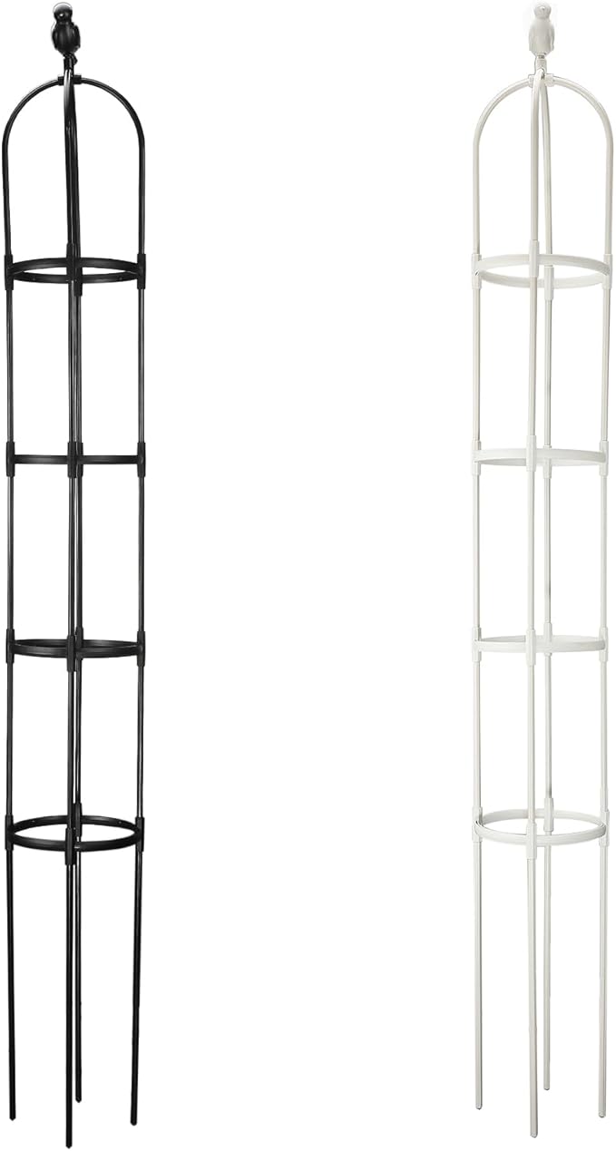 Garden Obelisk Trellis Tower Obelisk Garden Trellis Metal Plant Flower Trellises for Climbing Plants Outdoor Lightweight Plant Tower for Clematis Vine Support Outdoor Indoor(White)