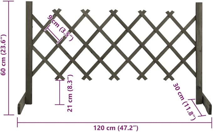 Expandable Garden Fence Panel 47.2x23.6 Solid Fir Privacy Screen Lattice for Dogs Outdoor Yard Patio Animal Barrier Easy Assembly Gray
