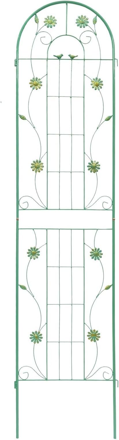 2-Pack Metal Garden Trellis for Climbing Plants Outdoor Flower Support Decorative Outdoor Trellis Green