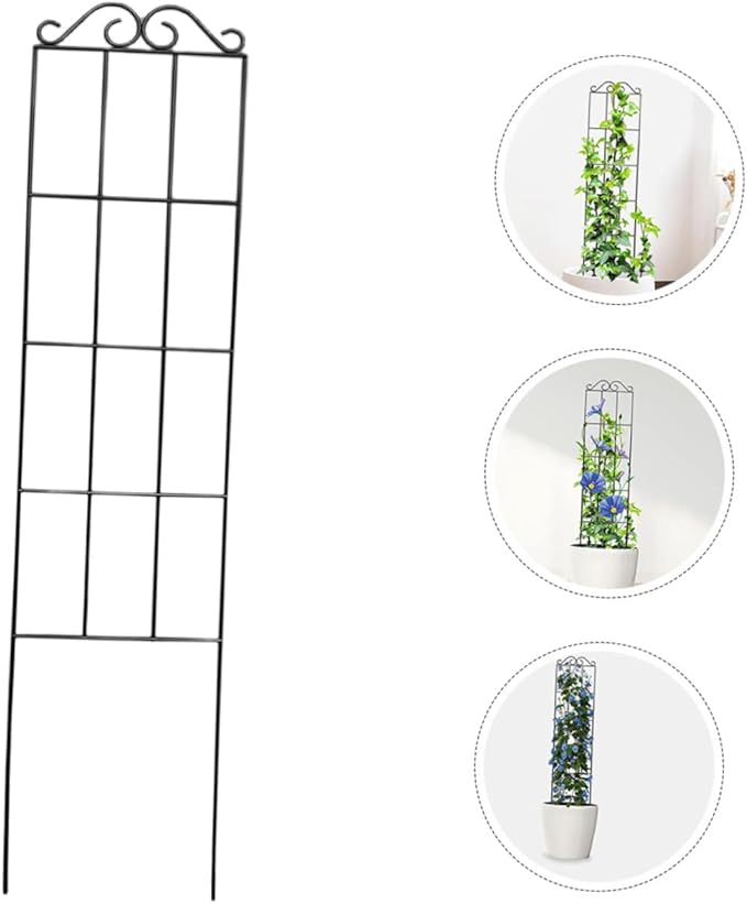 4pcs Black Metal Plant Support Frames 50x15cm Garden Trellis for Climbing Vines and Potted Plants Indoor Outdoor and Vine Fixer