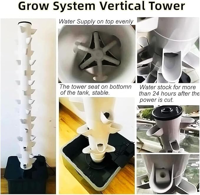 45 Pots Hydroponics Tower SetAquaponics GrowVertical Farming Aeroponic Tower Equipment for IndoorStackable Mobile Ecofor