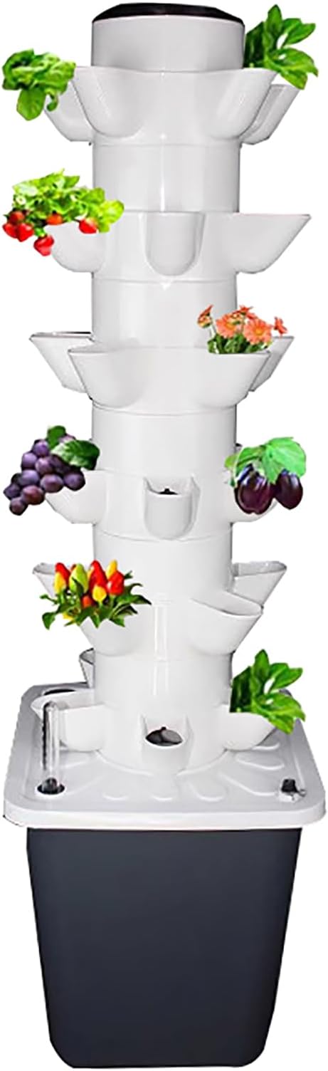 Hydroponic Growing System Kit30-Plants Indoor Vertical Tower Garden Kitsmart Germination Kit Vegetable with Pump for Herbs Fruits and Vegetables(30 Holes White)