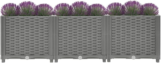 YAFF Rectangular Raised Garden Bed - Light Grey Polypropylene Textured Basketweave Finish 47x47 Inches