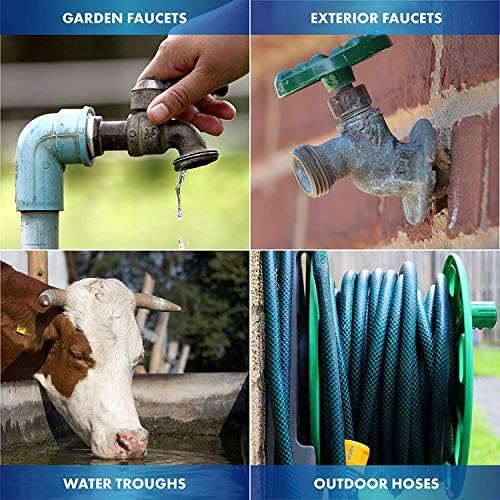 Freeze Miser Outdoor Faucet &amp Spigot Freeze Protection – Patented Valve Shield Activates at Water Temperature Below 37°F/3°C – Durable Winter Cover Alternative – Quick Install Saves Water – 2 Pa