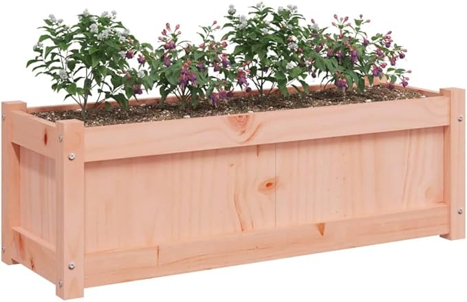 Wooden Garden Planter Box Outdoor Flower Box Wood Flower Boxes for Outdoor Plants Raised Garden Bed Planter Box 35.4x12.2x12.2 Solid Wood Douglas-275