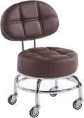 Low Rolling Stool with Wheels360° Rotating Pulley Low Stool with BackrestFoot Stools with Universal Swivel Caster Wheels Leather Small Stools for GarageGardeningHomeDaily