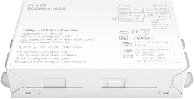 eldoLED | ECOdrive 161/B | 10W 0-10V LED Driver with Smooth Dimming to 1%