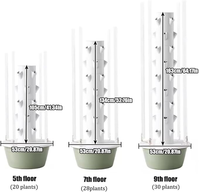 Hydroponics Growing TowerHydroponics Tower Garden Growing for Home GardenVertical Planter with LED LightHerbs and Vegetables (28holes)