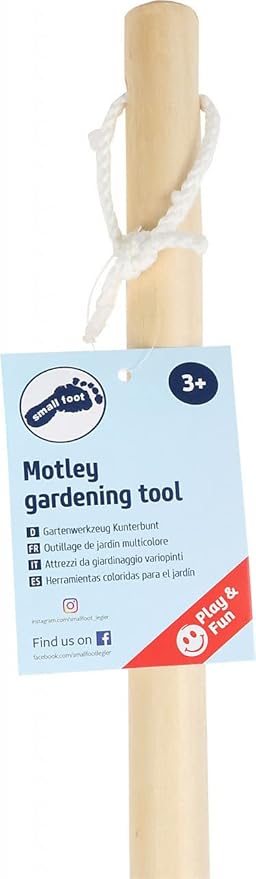 Small Foot 10838 Garden Tool Set Green Thumb Made of Wood and Metal rake Shovel Spade and rake from 3 Years Old