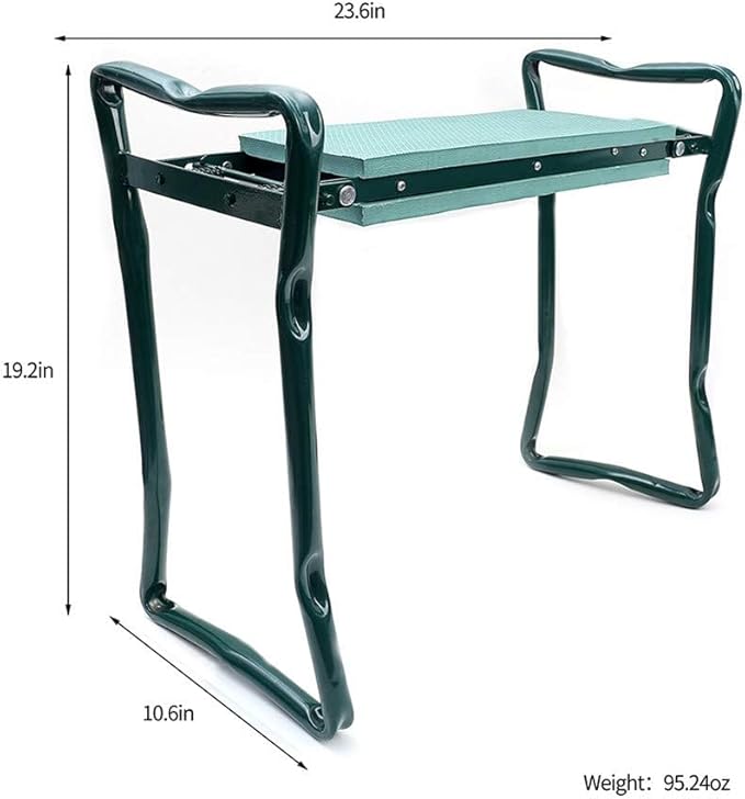 Garden Kneeler Seat Garden Stools Foldable Stool with Tool Bag Pouch EVA Foam Pad Capacity-Protects Your Knees for Gardening(Large-23.6 x 10.6 x 19.3) Tool kit（wh000005）