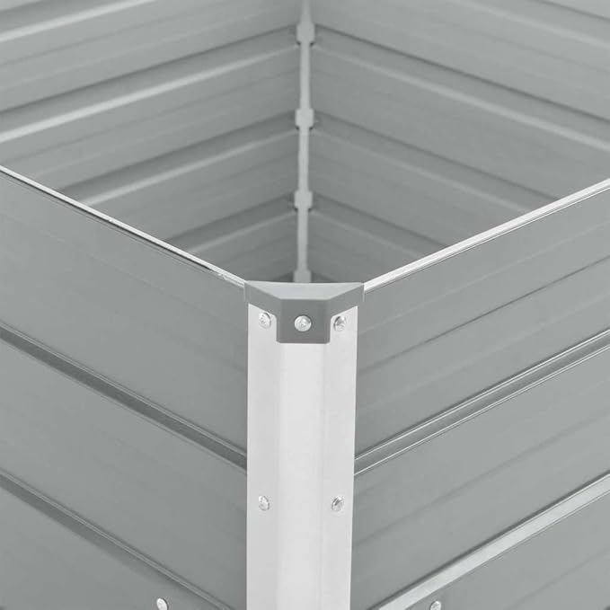 vidaXL Planter 100 x 100 x 77 cm Galvanised Steel Grey Balcony Garden Flower Box