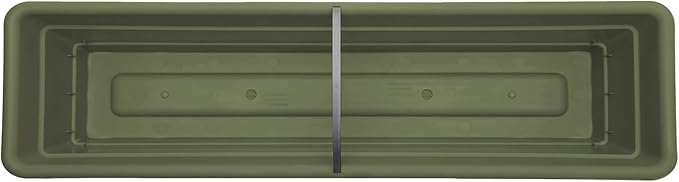 Bloem Dura Cotta Window Box Planter: 24 - Living Green - with Tray Weatherproof Resin Box Removable Tray for Indoor &amp Outdoor Use Gardening 3 Gallon Capacity