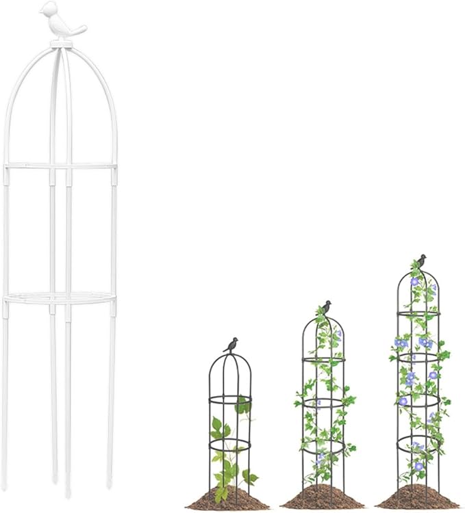 Obelisk Plant Tower Garden Trellis for Climbing Plants Flowers Stand Rose Vines Trellis for Outdoor &amp Indoor Garden Obelisk(White36x125cm/14.2x49in)