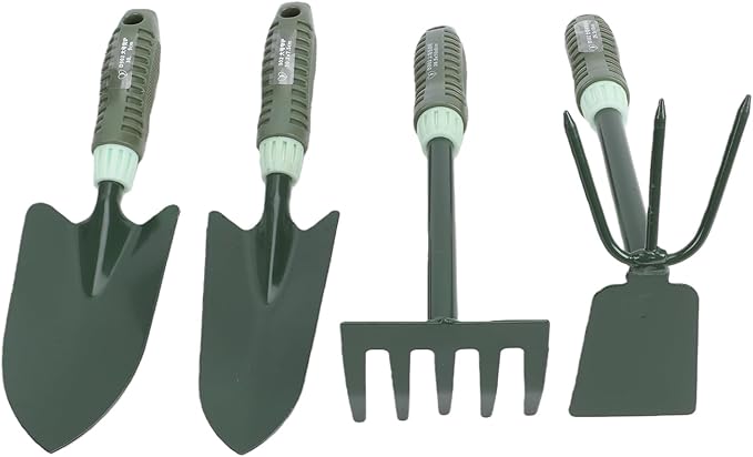 FTVOGUE 4PCS Garden Tool Set Gardening Tools with Non Slip Rubber Grips and Storage Bag for Digging Weeding Loosening Soil Aerating Transplanting