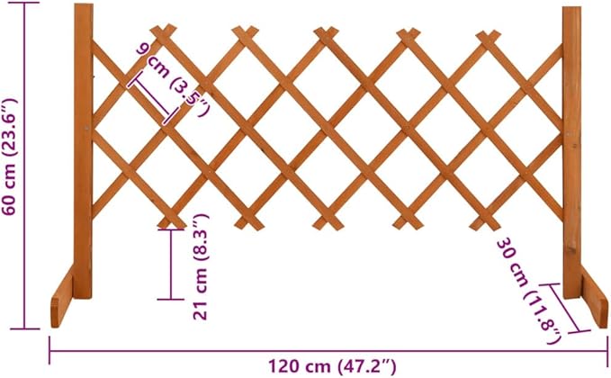 Extendable Garden Trellis Fence Plant Screen Wood Fence Privacy Gate Pet Gate for Home Yard Garden Orange 47.2x23.6 Solid Firwood-806