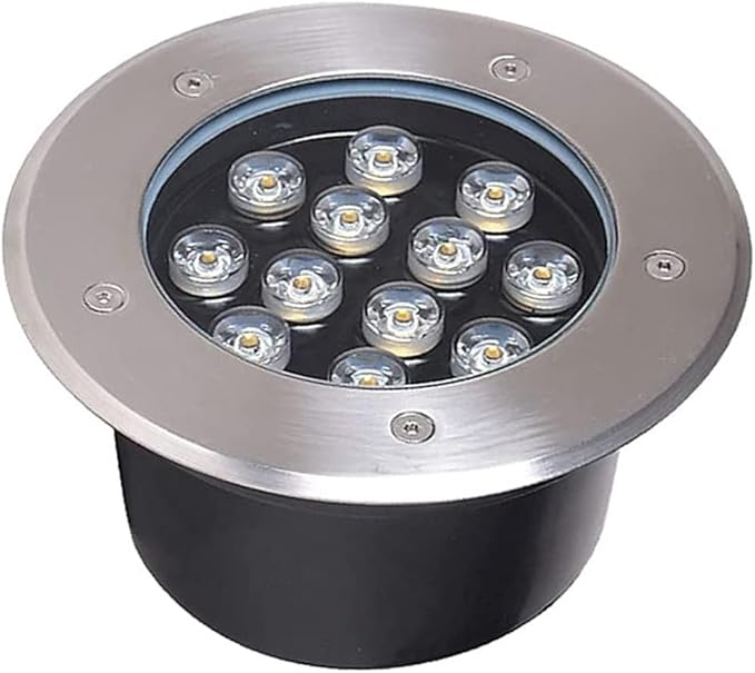Ground Landscape Lights - LED Outdoor Spotlight Floodlight - IP67 Waterproof Recessed Lamp Lighting for Garden Yard Construction CE ROHS FCC Certificate(Warm White12W(12v))