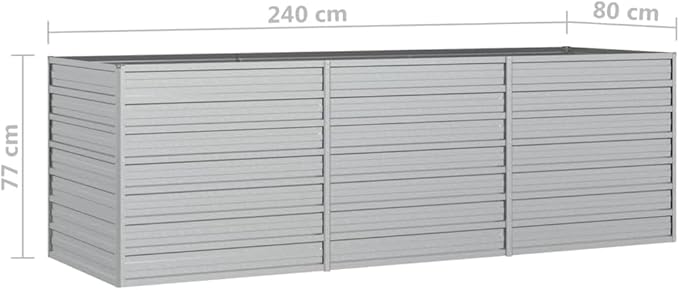 Raised Garden Bed 94.5x31.5x30.3 Galvanized Steel Silver Outdoor Planter Box Raised Beds for Gardening Garden Raised Bed for Vegetables Flower Beds Elevated Garden Beds Outdoor