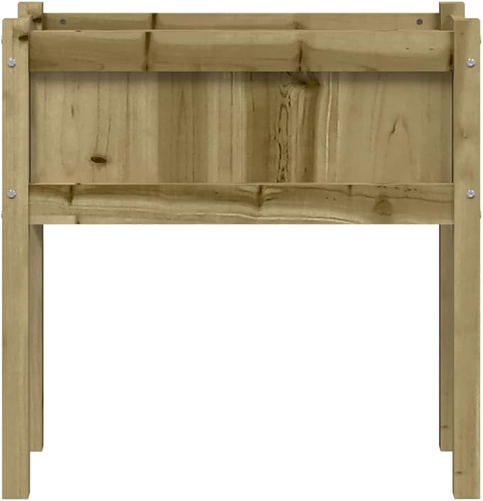 Garden Planter Box Natural Solid Pine Wood 27.6x27.6x27.6 in Weather-Resistant Raised Garden Bed for Outdoor Plants Balcony Patio