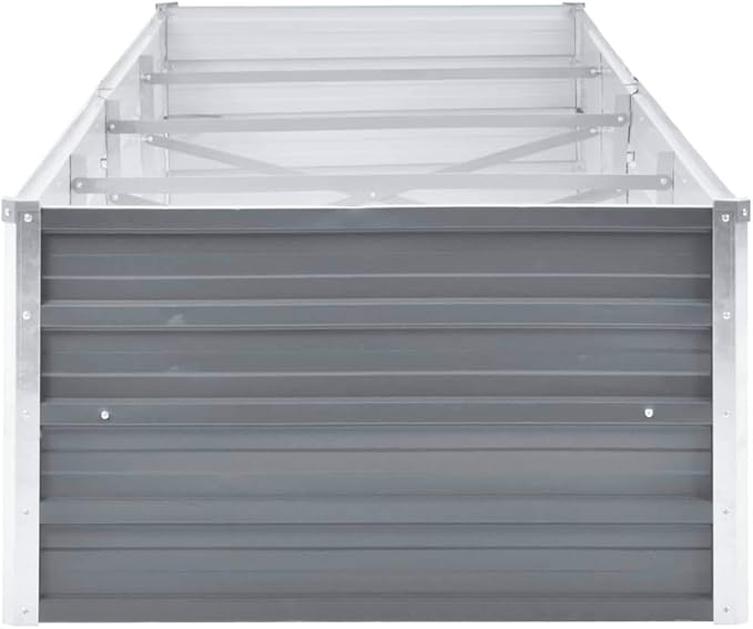 Garden Planter Raised Bed Galvanized Steel Patio Flower Plant Vegetable Bed with Open Bottom Lawn Backyard Outdoor Patio DIY Decor Gray 126x31.5x17.7