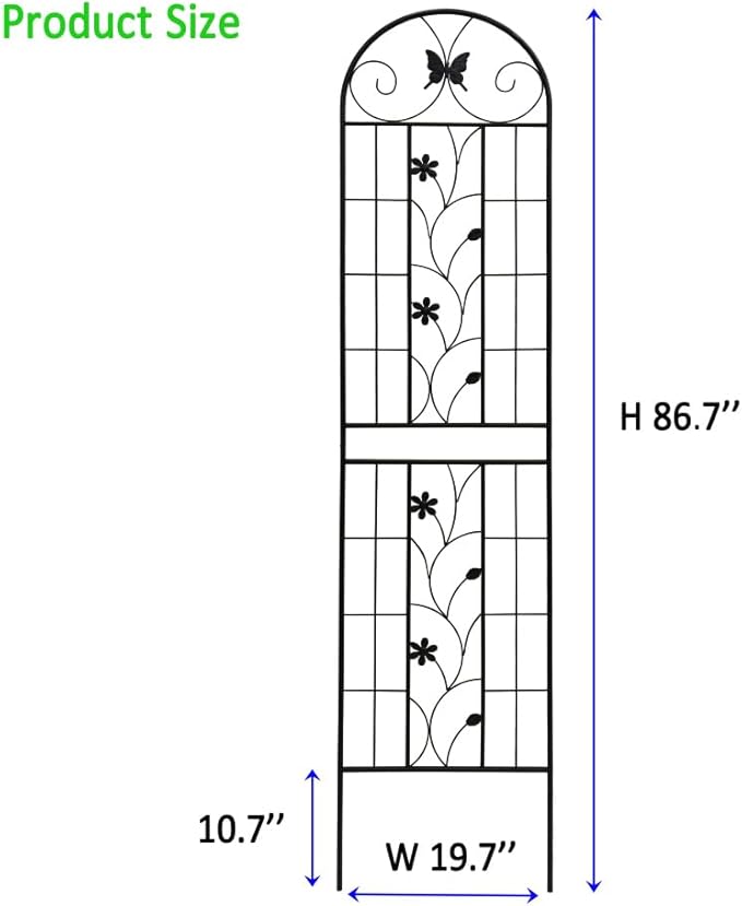 Sturdy Metal Garden Trellis for Climbing Plants – Rust-Resistant Outdoor Flower Support with Decorative Lattice Design (H86''-4 Pack)