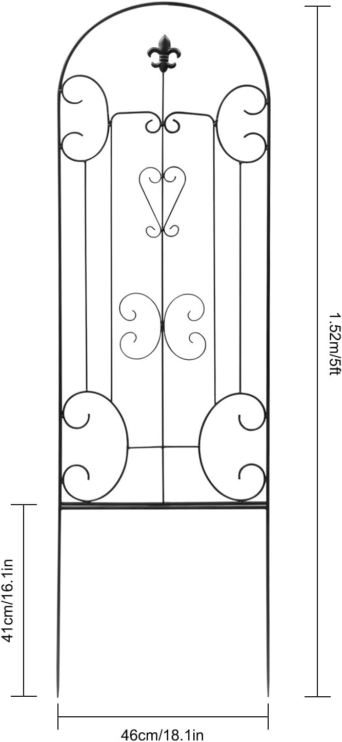 H5ft x W18inch Metal Frame Stand Trellis 2 Pack Garden Arch Arbor Trellis Decorative Vegetables Flowers Vine Trellis for Lawn Backyard Climbing Plants