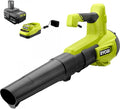 RYOBI ONE+ 18V 100 MPH 325 CFM Cordless Battery Variable Speed Jet Fan Leaf Blower with 4.0 Ah Battery and Charger GREEN